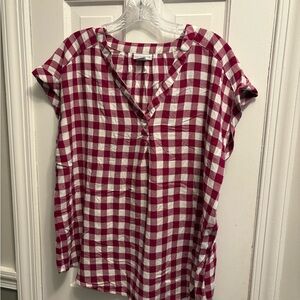 Red and White Checkered Women's Top